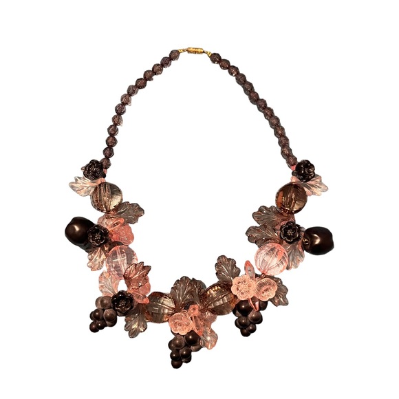 Vintage Bigal French Lucite Fruit Flower Statement Necklace